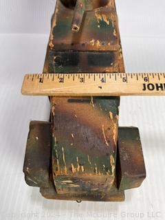 WWII Hand-made Wood Trench Folk Art Toy Truck Tank