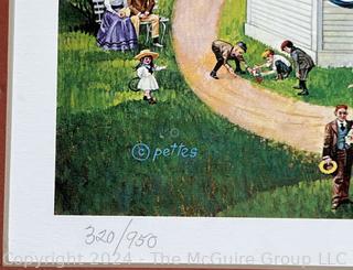 Framed Under Glass Print Titled "4th Of July" Signed & Numbered by Bob Pettes.  16" x 18"