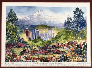 Framed Under Glass Print Titled "Portland City of Roses" Signed & Numbered by Artist B Forrest. 9 x 11"