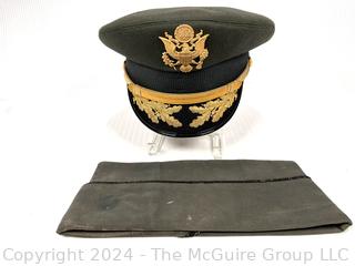 Two (2) Military Hats Including US Army Officers Visor Cap and Garrison Hat