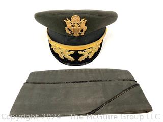 Two (2) Military Hats Including US Army Officers Visor Cap and Garrison Hat