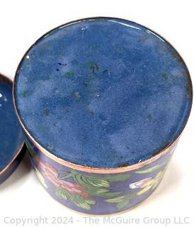 Chinese Blue Floral Lidded Cloisonné Enamel Tea Box.  5" tall.