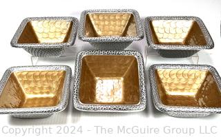 Set of Six (6) Julia Knight Florentine 10" Square Bowls with Toffee Enamel Interior