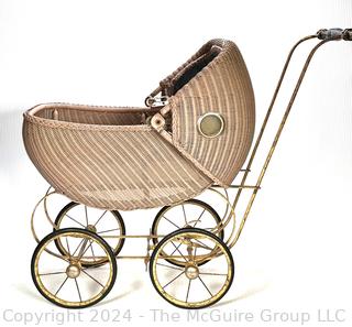 Victorian White Wicker Baby Stroller Doll Carriage 