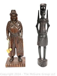 Two (2) Carved Wooden Statues 