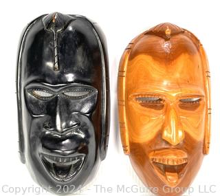 Two (2) Hand Carved African Tribal Masks