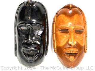 Two (2) Hand Carved African Tribal Masks