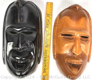 Two (2) Hand Carved African Tribal Masks