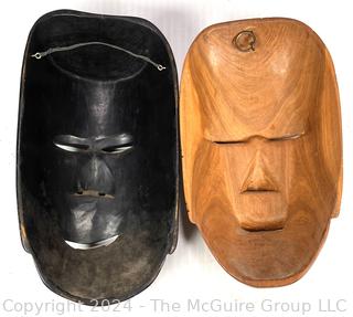 Two (2) Hand Carved African Tribal Masks