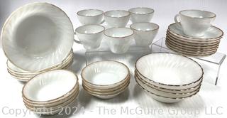 Set of Fire King White Swirl Glass Servingware