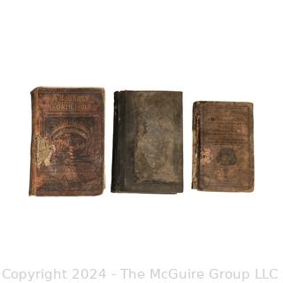 Three (3) Books Including Journey to the North Pole by Jules Verne  1875 1st Edition, Caesar's Commentaries on the Gallic War , 1861 & Mitchell's School Geography, 1851