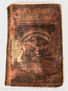 Three (3) Books Including Journey to the North Pole by Jules Verne  1875 1st Edition, Caesar's Commentaries on the Gallic War , 1861 & Mitchell's School Geography, 1851