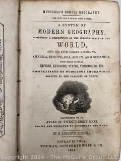 Three (3) Books Including Journey to the North Pole by Jules Verne  1875 1st Edition, Caesar's Commentaries on the Gallic War , 1861 & Mitchell's School Geography, 1851