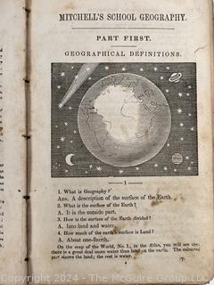 Three (3) Books Including Journey to the North Pole by Jules Verne  1875 1st Edition, Caesar's Commentaries on the Gallic War , 1861 & Mitchell's School Geography, 1851