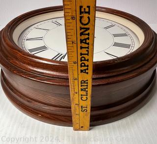 Battery Clock in Antique Walnut Case with Hinged Front