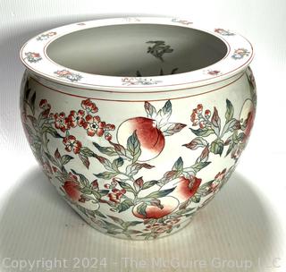 Chinese Hand Painted Porcelain Koi Fish Bowl Planter. Measures 14" tall x 20" diameter