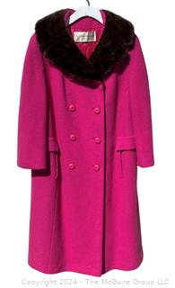 Pink Wool with Mink Collar Coat From Julius Garfinckel & Co.  Some moth damage