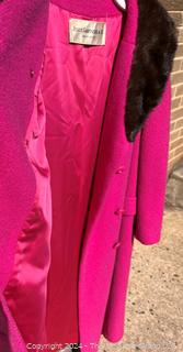 Pink Wool with Mink Collar Coat From Julius Garfinckel & Co.  Some moth damage