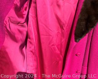 Pink Wool with Mink Collar Coat From Julius Garfinckel & Co.  Some moth damage