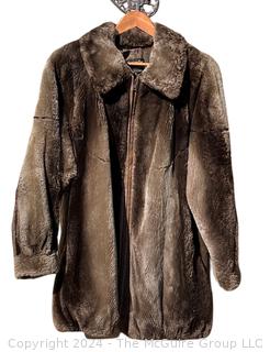 Brown Beaver Four Season Fur Jacket with Paisley Lining 