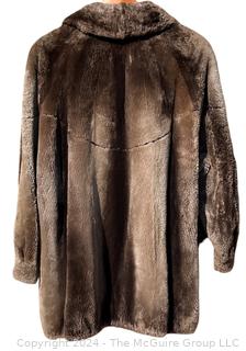 Brown Beaver Four Season Fur Jacket with Paisley Lining 