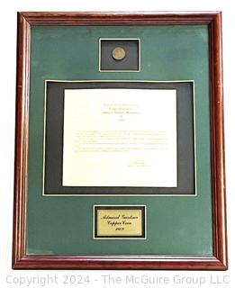 Framed Copper Cash Coin from the Admiral Gardner Shipwreck with Certificate of Authenticity.  