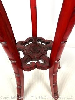 Asian Carved Plant Stand with Marble Insert