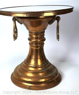 Large Turkish Brass Tent Brazier Table with Glass Top