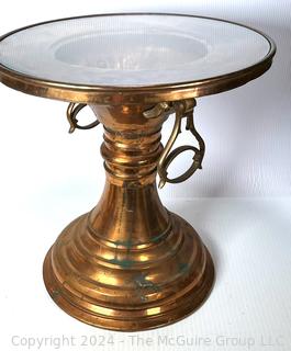 Large Turkish Brass Tent Brazier Table with Glass Top