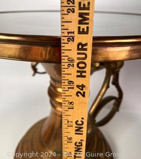 Large Turkish Brass Tent Brazier Table with Glass Top