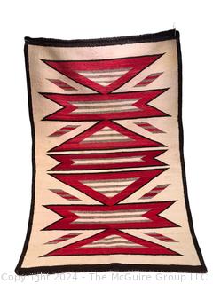 Hand Woven Wool Navajo Native American Rug.  32" x 52"