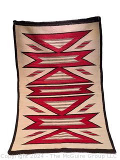 Hand Woven Wool Navajo Native American Rug.  32" x 52"