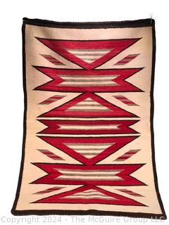 Hand Woven Wool Navajo Native American Rug.  32" x 52"