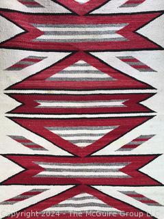 Hand Woven Wool Navajo Native American Rug.  32" x 52"