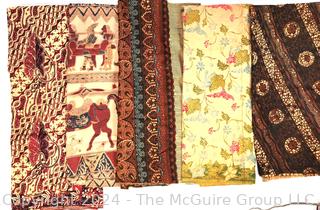 Group of Cotton Batik Fabric Remnants.  Various Sizes