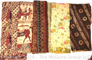 Group of Cotton Batik Fabric Remnants.  Various Sizes