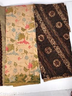 Group of Cotton Batik Fabric Remnants.  Various Sizes