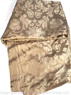 Beige Damask Decorator Fabric Remnant.  309" x 54"