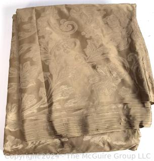 Beige Damask Decorator Fabric Remnant.  309" x 54"