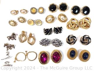 Collection of Designer Signed Costume Jewelry Earrings Including Trifari