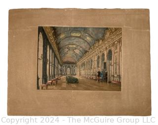 Unframed Lithograph of Hall of Mirrors Versailles, France.  10" x 13"