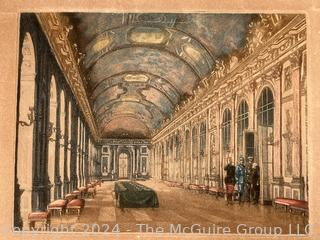 Unframed Lithograph of Hall of Mirrors Versailles, France.  10" x 13"