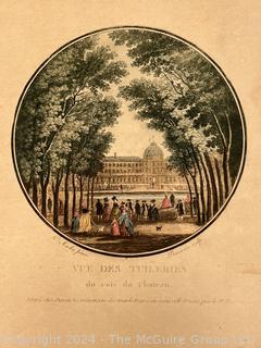 Two (2) Unframed Color Lithographs of Tuileries Garden, Paris. 8.5 x 11.5"