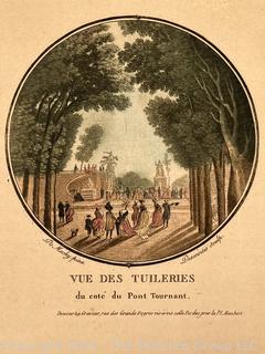 Two (2) Unframed Color Lithographs of Tuileries Garden, Paris. 8.5 x 11.5"