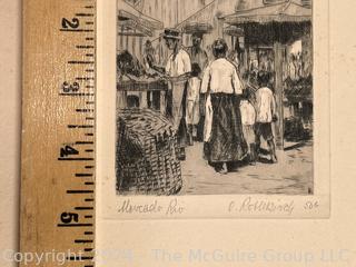 ??????????????? Etching Titled "Mercado Rio" 4 x 5"