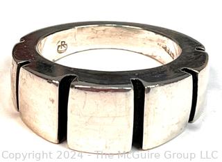 Heavy Man's Modernist Sterling Silver Ring with Makers Mark. Size 12.  29 grams.