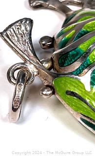 Green Sterling Silver with Enamel Articulated Fish Pendant