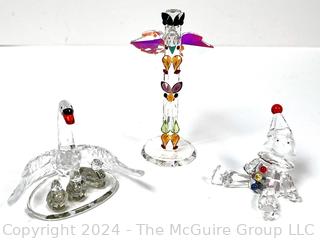 Thre (3) Swarovski Crystal Figurines Including Alaskan Totem Pole 