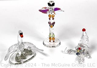 Thre (3) Swarovski Crystal Figurines Including Alaskan Totem Pole 