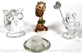 Four (4) Swarovski Crystal Figurines Including Owl